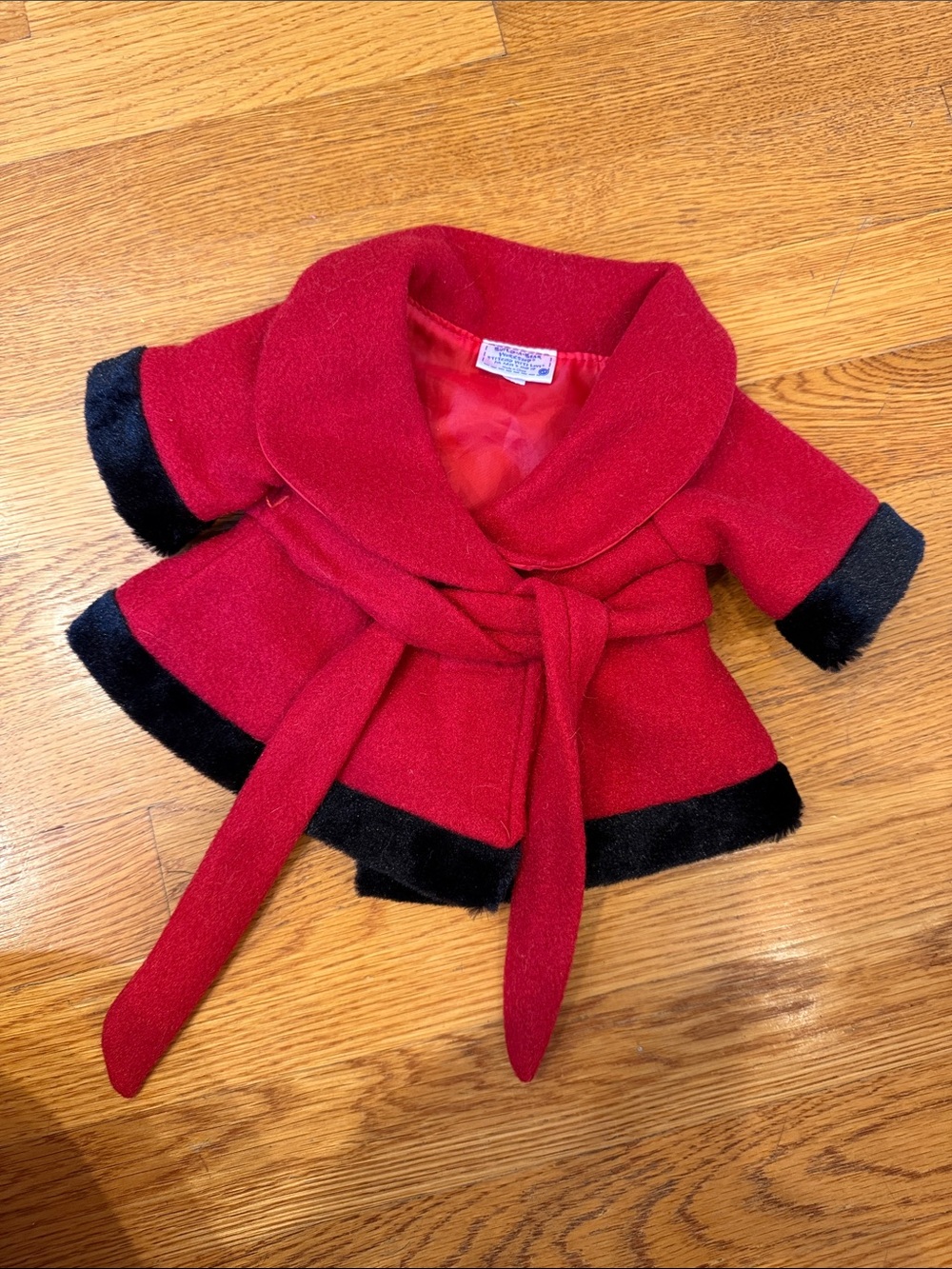 Build-A-Bear Red Pea Coat with Black Trim